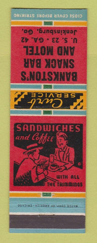Matchbook Cover - Bankston's Snack Bar Motel Jenkinsburg GA