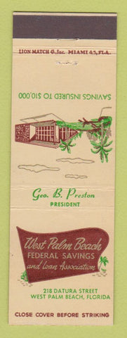 Matchbook Cover - West Palm Beach Federal Savings FL