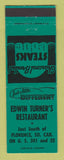 Matchbook Cover - Edwin Turner's Restaurant Florence SC