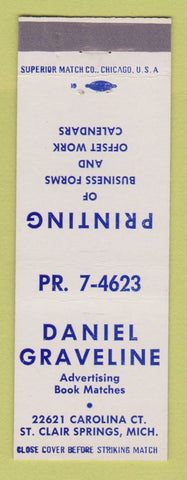 Matchbook Cover - Daniel Graveline Printing calendars St Clair Springs MI