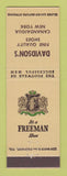 Matchbook Cover - Freeman Men's Shoes Davidson's Canandaigua NY
