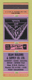 Matchbook Cover - Beam Building Supply Port Colborne ON
