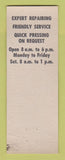 Matchbook Cover - Mae Hicks Dry Cleaning Lasning MI WARPED