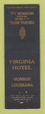 Matchbook Cover - Virginia Hotel Monroe LA