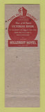 Matchbook Cover - Hillcrest Hotel Toledo OH Victorian Room
