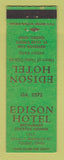 Matchbook Cover - Edison Hotel Toledo OH