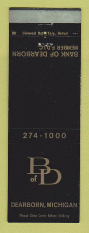 Matchbook Cover - Bank of Dearborn MI