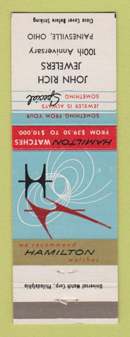 Matchbook Cover - Hamilton Watches John Rich Jewelry Painesville OH