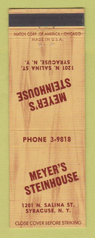 Matchbook Cover - Meyer's Steinhouse Syracuse NY