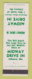 Matchbook Cover - Mid Way Drive In Movies Lilbourn MO