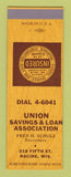 Matchbook Cover - Union Savings and Loan Racine WI Frank Schulz