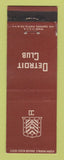 Matchbook Cover - Detroit Club MI WEAR