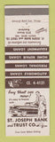 Matchbook Cover - St Joseph Bank and Trust South Bend IN