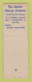 Matchbook Cover - Lincoln Storage Moving Cleveland OH