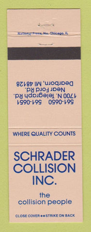Matchbook Cover - Schrader Collision Auto Body Dearborn MI