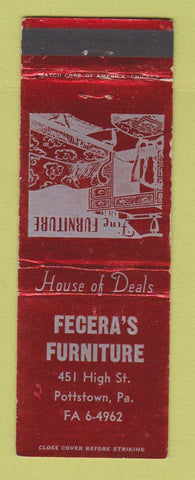 Matchbook Cover - Fecera's Furniture Pottstown PA WEAR