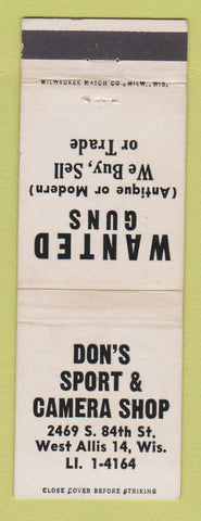 Matchbook Cover - Don's Sport Camero Shop West Allis WI guns WEAR