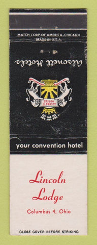 Matchbook Cover - Lincoln Lodge Columbus OH Alsonett Hotels WEAR