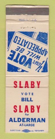 Matchbook Cover - Bill Slaby for Alderman Election WEAR
