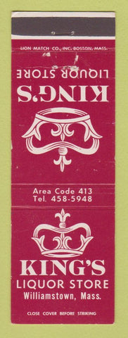 Matchbook Cover - King's Liquor Store Williamstown MA WORN BACK