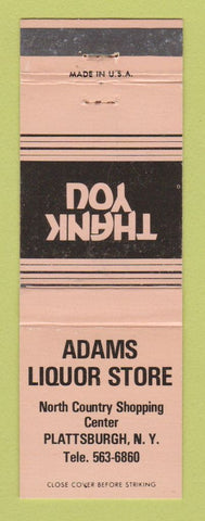 Matchbook Cover - Adams Liquor Store Plattsburgh NY