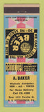 Matchbook Cover - A Baker Beer Distributor Pittsburgh PA