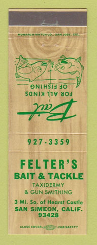 Matchbook Cover - Felter's Bait and Tackle San Simeon CA