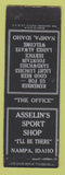 Matchbook Cover - Asselin's Sport Shop Nampa ID WEAR