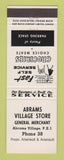Matchbook Cover - Abrams Village Liquor Store PEI PE