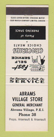 Matchbook Cover - Abrams Village Liquor Store PEI PE