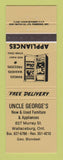 Matchbook Cover Uncle George's New Used Furniture Appliances Wallaceburg ON GOLD