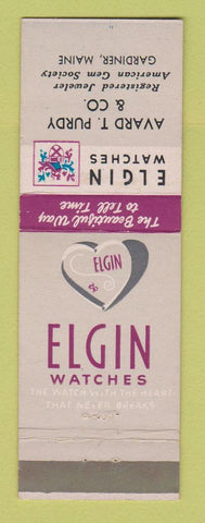 Matchbook Cover - Elgin Watches Avard Purdy Jewelry Gardiner ME