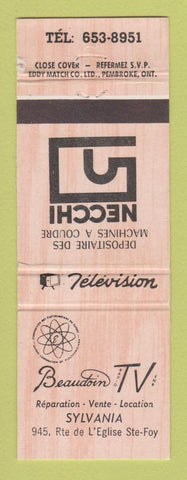 Matchbook Cover - Beaudoin TV Radio Sylvania Ste Foy QC WORN BACK