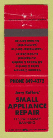 Matchbook Cover - Jerry Roffers' Small Appliance Repair Banning CA WEAR