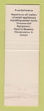 Matchbook Cover - Jerry Roffers' Small Appliance Repair Banning CA WEAR