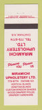 Matchbook Cover - Miramichi Upholestery Chatham NB