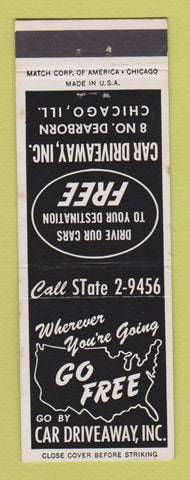 Matchbook Cover - Car Driveaway Chicago IL Car Rental