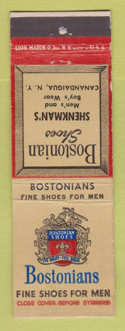 Matchbook Cover - Bostonian Men's Shoes Shenkman's Canandaigua NY