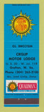 Matchbook Cover - Quality Courts Motels Crislip Motor Lodge Grafton WV