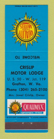Matchbook Cover - Quality Courts Motels Crislip Motor Lodge Grafton WV