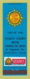 Matchbook Cover - Quality Courts Motels Ponce De Leon St Augustine FL