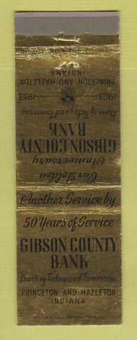Matchbook Cover - Gibson County Bank 50th 1953 Princeton Hazleton IN