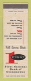 Matchbook Cover - First National Bank Oconomowoc WI Okauchee