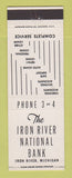 Matchbook Cover - Iron River National Bank MI