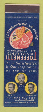 Matchbook Cover - Toffenetti Restaurants  New York City Chicago IL