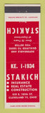 Matchbook Cover - Stakich Insurance Real Estate Construction Cleveland OH