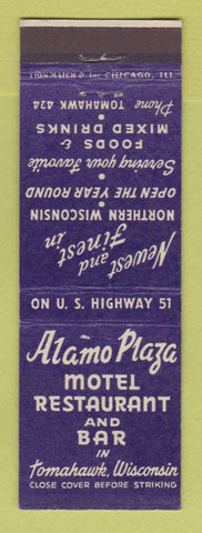 Matchbook Cover - Alamo Plaza Motel Restaurant Bar Tomahawk WI