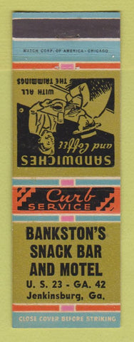Matchbook Cover - Bankston's Snack Bar Motel Jenkinsburg GA