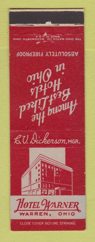 Matchbook Cover - Hotel Warner Warren OH