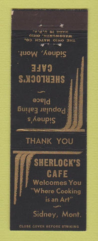 Matchbook Cover - Sherlock's Cafe Sidney MT